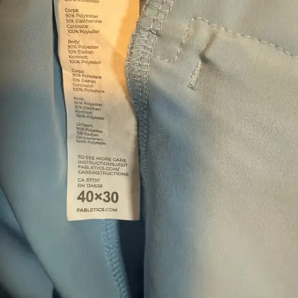 Fabletics Pants Mens‎ 40x30 Blue Performance Stretch Golf Chino Tapered Flaw - Picture 15 of 15